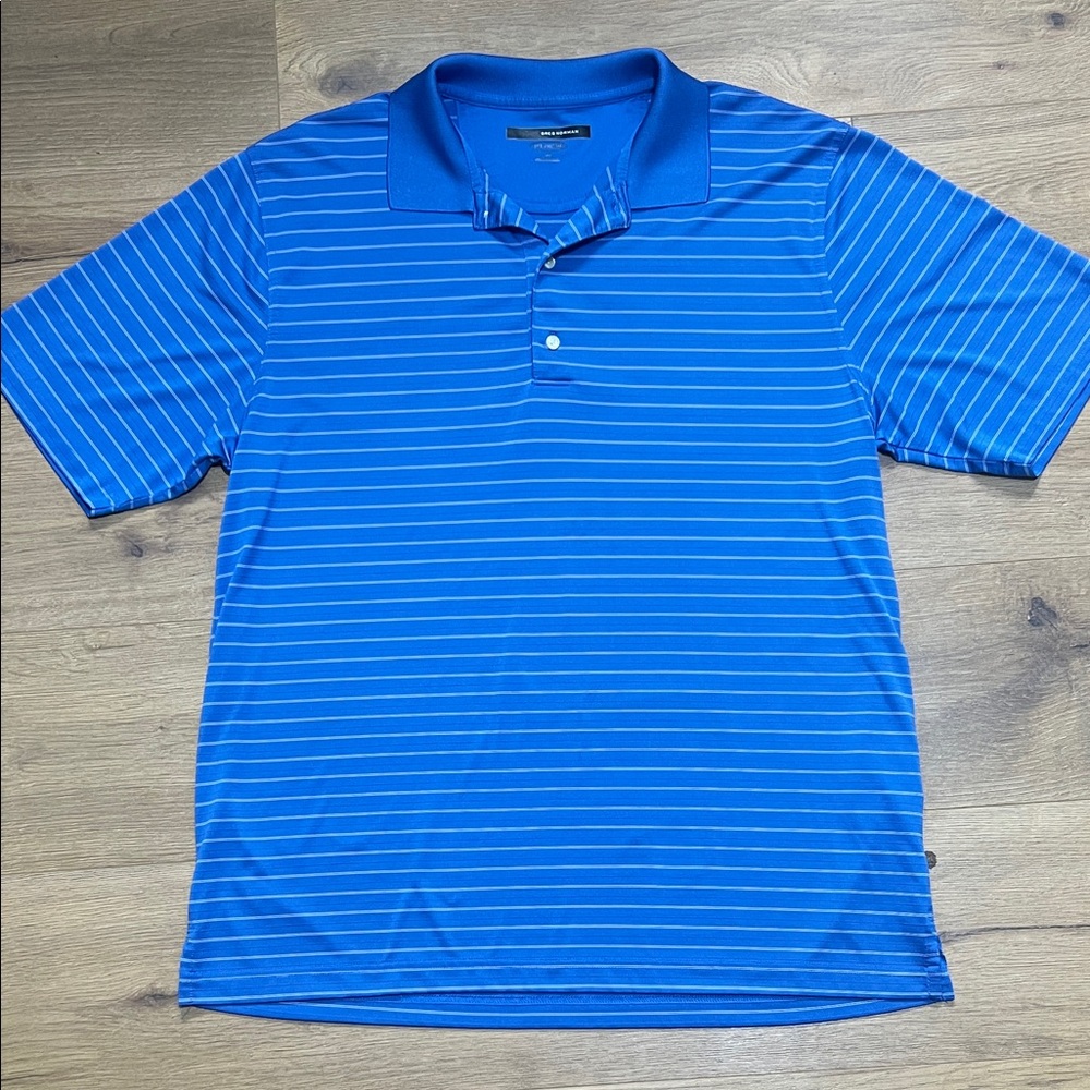 Greg Norman Collection Royal Blue Striped Golf Polo
